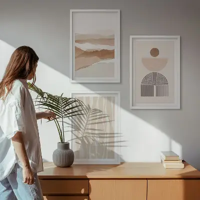 Cadre photo mural paysage abstrait aux motifs de nature géométrique