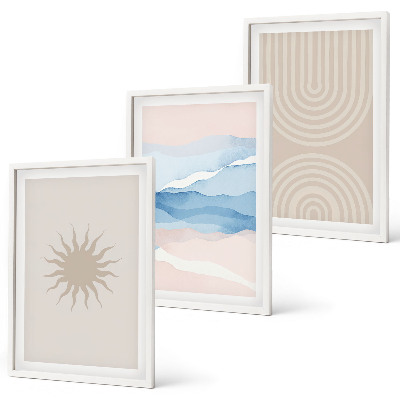 Cadre photo mural Vagues de soleil, lignes abstraites pastel