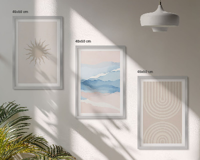 Cadre photo mural Vagues de soleil, lignes abstraites pastel