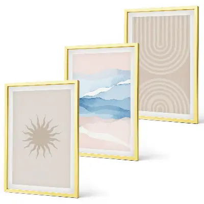 Cadre photo mural vagues de soleil et lignes abstraites pastel