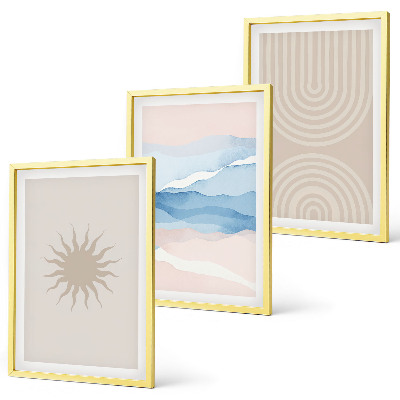 Cadre photo mural Vagues de soleil, lignes abstraites pastel