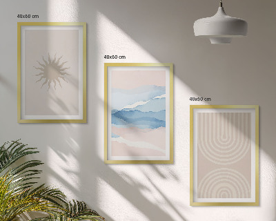 Cadre photo mural Vagues de soleil, lignes abstraites pastel