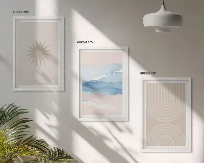 Cadre photo mural vagues de soleil et lignes abstraites pastel
