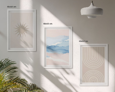 Cadre photo mural Vagues de soleil, lignes abstraites pastel