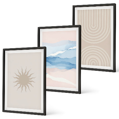 Cadre photo mural Vagues de soleil, lignes abstraites pastel
