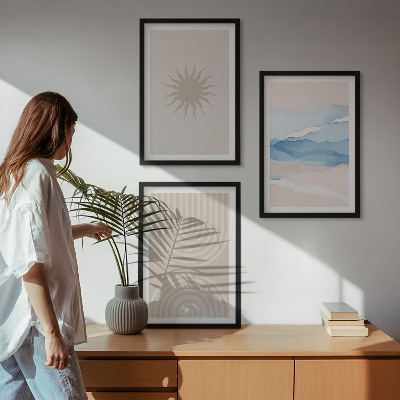 Cadre photo mural Vagues de soleil, lignes abstraites pastel