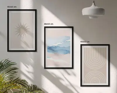 Cadre photo mural vagues de soleil et lignes abstraites pastel