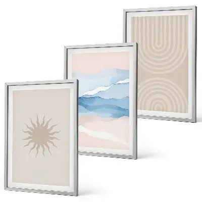 Cadre photo mural vagues de soleil et lignes abstraites pastel