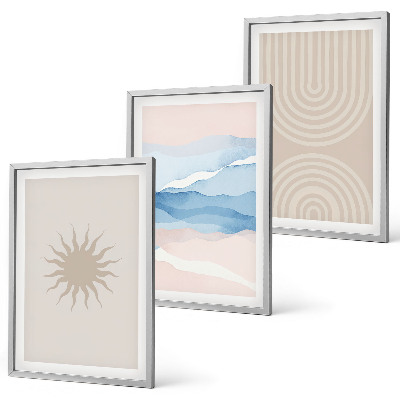 Cadre photo mural Vagues de soleil, lignes abstraites pastel