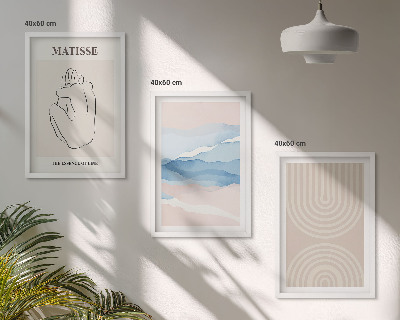 Lot de 3 tableaux pour salon Lignes, vagues, pastel, minimalisme