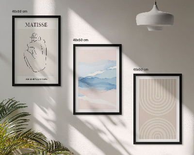 Lot de 3 tableaux pour salon Lignes, vagues, pastel, minimalisme