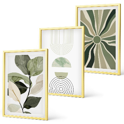 Lot de 3 tableaux pour salon Motifs végétaux, géométrie, verdure