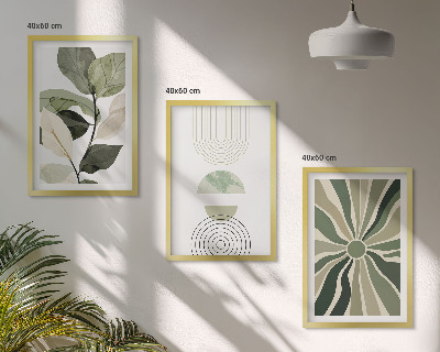 Lot de 3 tableaux pour salon Motifs végétaux, géométrie, verdure