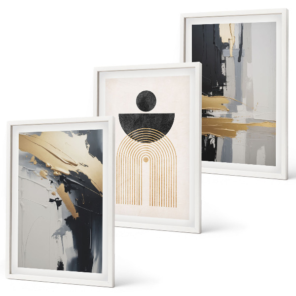 Lot de 3 tableaux pour salon Élégance de la géométrie abstraite