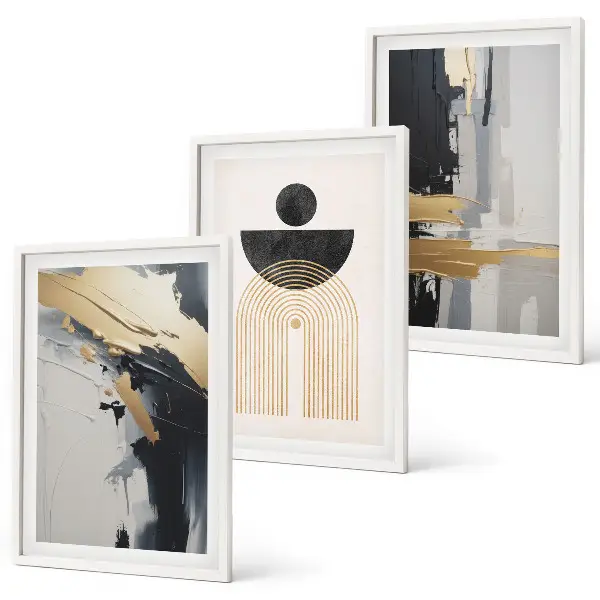 Lot de 3 tableaux pour salon motif élégance de la géométrie abstraite