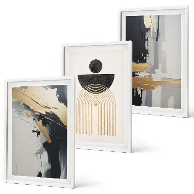 Lot de 3 tableaux pour salon motif élégance de la géométrie abstraite