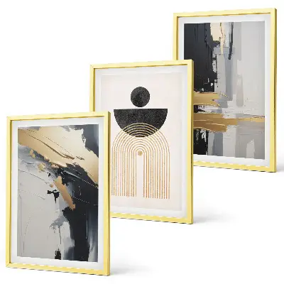 Lot de 3 tableaux pour salon motif élégance de la géométrie abstraite