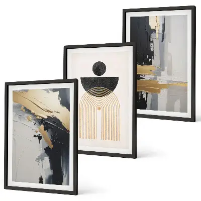 Lot de 3 tableaux pour salon motif élégance de la géométrie abstraite