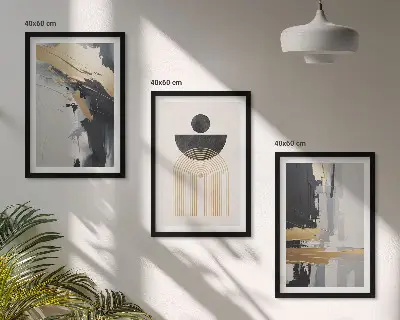 Lot de 3 tableaux pour salon motif élégance de la géométrie abstraite