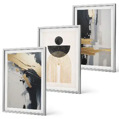 Lot de 3 tableaux pour salon motif élégance de la géométrie abstraite