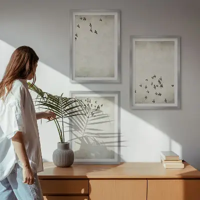 Cadre photo mural peinture minimaliste avec un oiseau