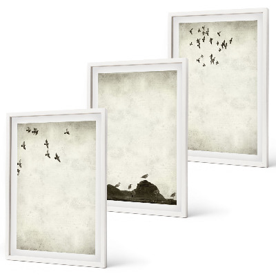Lot de 3 tableaux pour salon Minimalisme des oiseaux volants