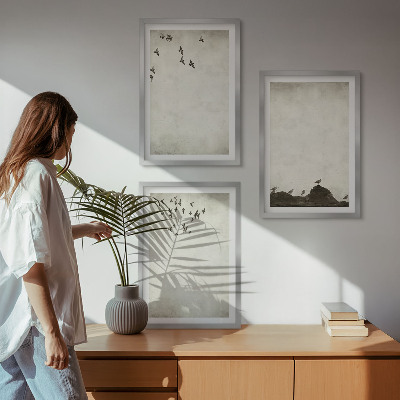 Lot de 3 tableaux pour salon Minimalisme des oiseaux volants