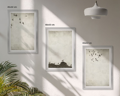 Lot de 3 tableaux pour salon Minimalisme des oiseaux volants