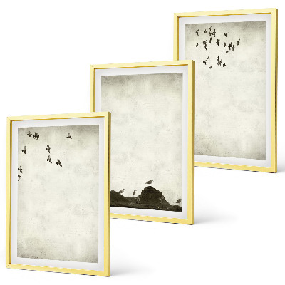 Lot de 3 tableaux pour salon Minimalisme des oiseaux volants