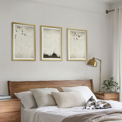 Lot de 3 tableaux pour salon Minimalisme des oiseaux volants