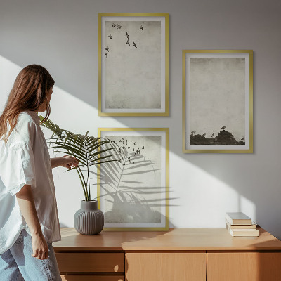 Lot de 3 tableaux pour salon Minimalisme des oiseaux volants
