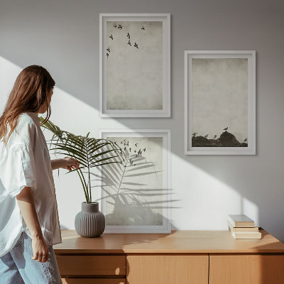 Lot de 3 tableaux pour salon Minimalisme des oiseaux volants