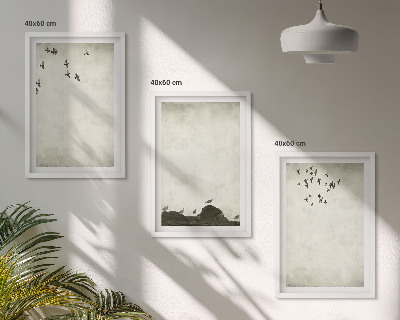 Lot de 3 tableaux pour salon Minimalisme des oiseaux volants