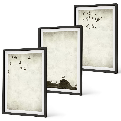 Lot de 3 tableaux pour salon Minimalisme des oiseaux volants