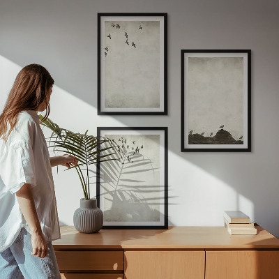 Lot de 3 tableaux pour salon Minimalisme des oiseaux volants