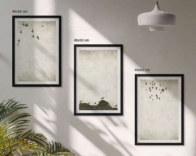 Lot de 3 tableaux pour salon Minimalisme des oiseaux volants