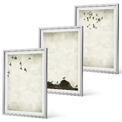 Lot de 3 tableaux pour salon Minimalisme des oiseaux volants