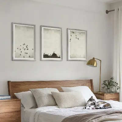 Cadre photo mural oiseaux en vol au style minimaliste