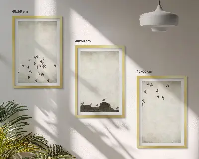 Cadre photo mural oiseaux en vol au style minimaliste