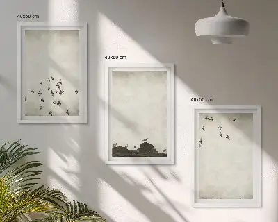 Cadre photo mural oiseaux en vol au style minimaliste