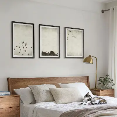 Cadre photo mural oiseaux en vol au style minimaliste