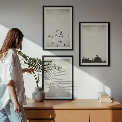 Cadre photo mural oiseaux en vol au style minimaliste