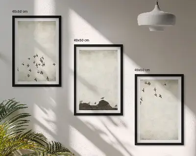 Cadre photo mural oiseaux en vol au style minimaliste