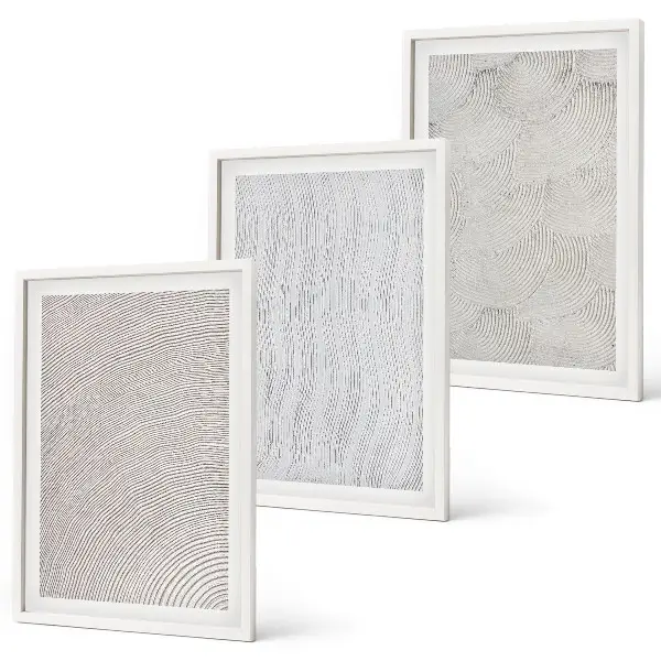 Lot de 3 tableaux pour salon motifs de sable aux structures géométriques