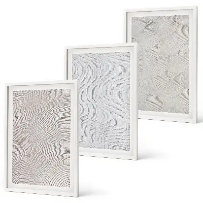Lot de 3 tableaux pour salon motifs de sable aux structures géométriques