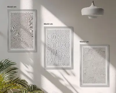 Lot de 3 tableaux pour salon motifs de sable aux structures géométriques