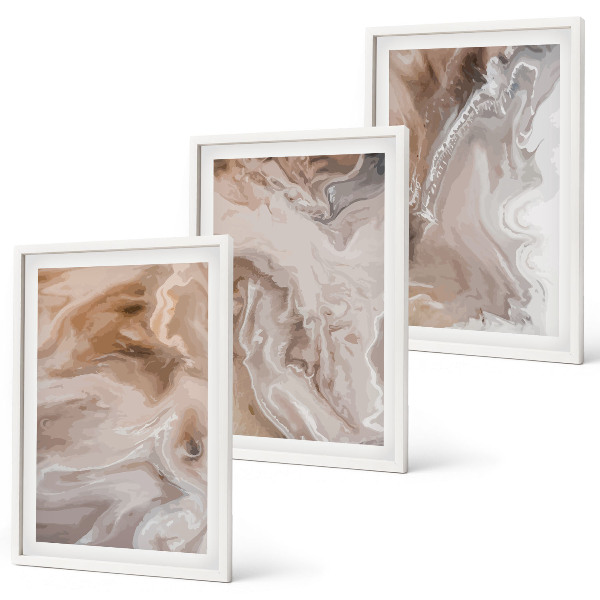 Lot de 3 tableaux pour salon Pierre de marbre abstraite