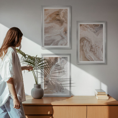 Lot de 3 tableaux pour salon Pierre de marbre abstraite