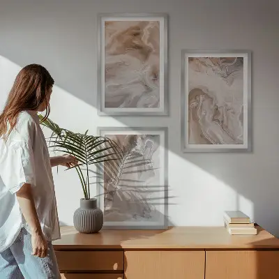 Lot de 3 tableaux abstraits effet marbre pour salon