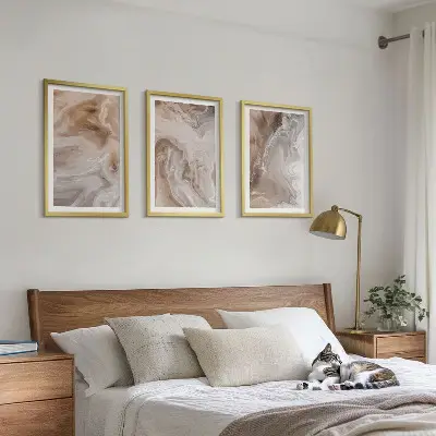 Lot de 3 tableaux abstraits effet marbre pour salon